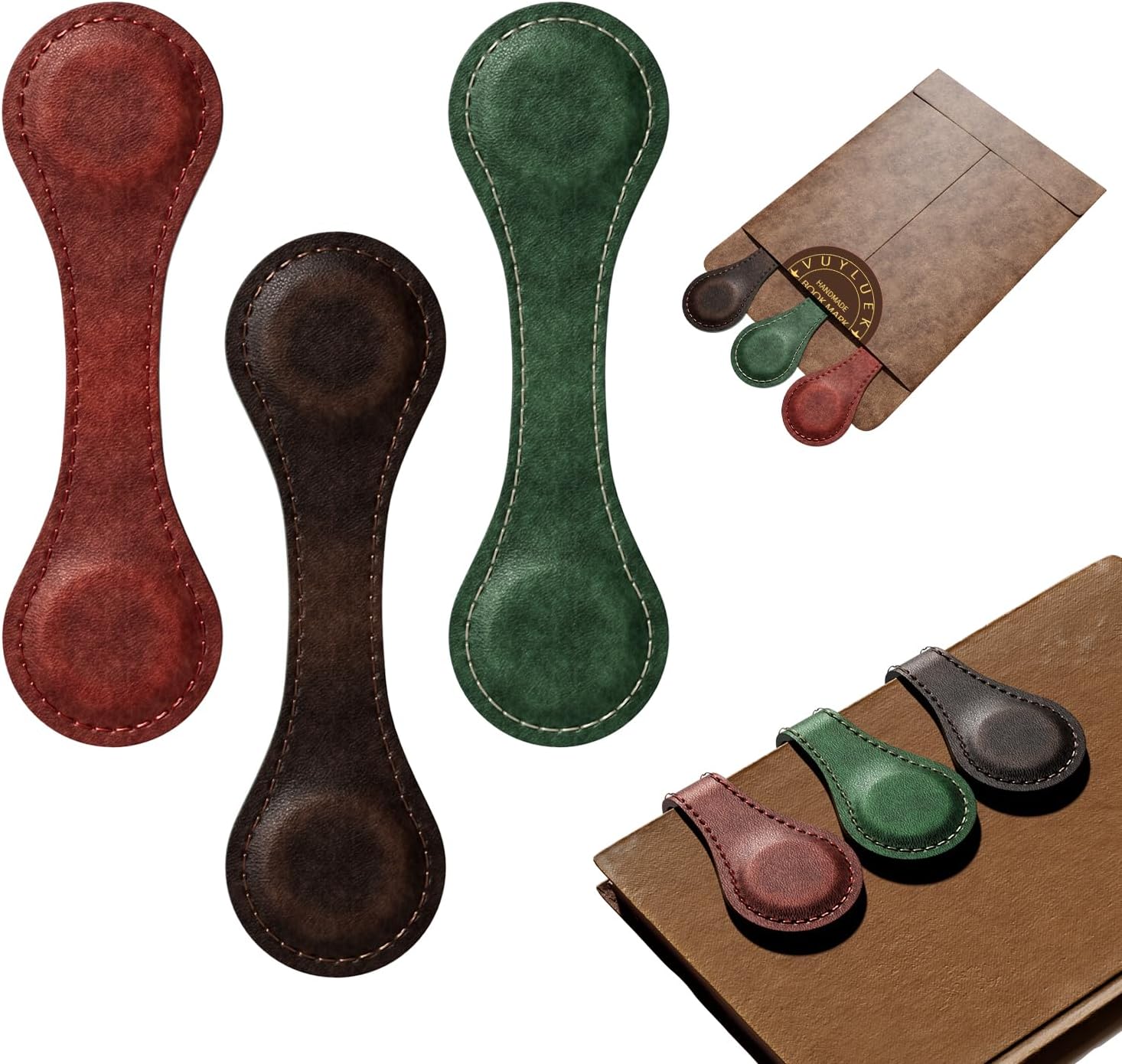 Paperclip Magnetic Set - Set of 3 Vintage Leather Magnetic