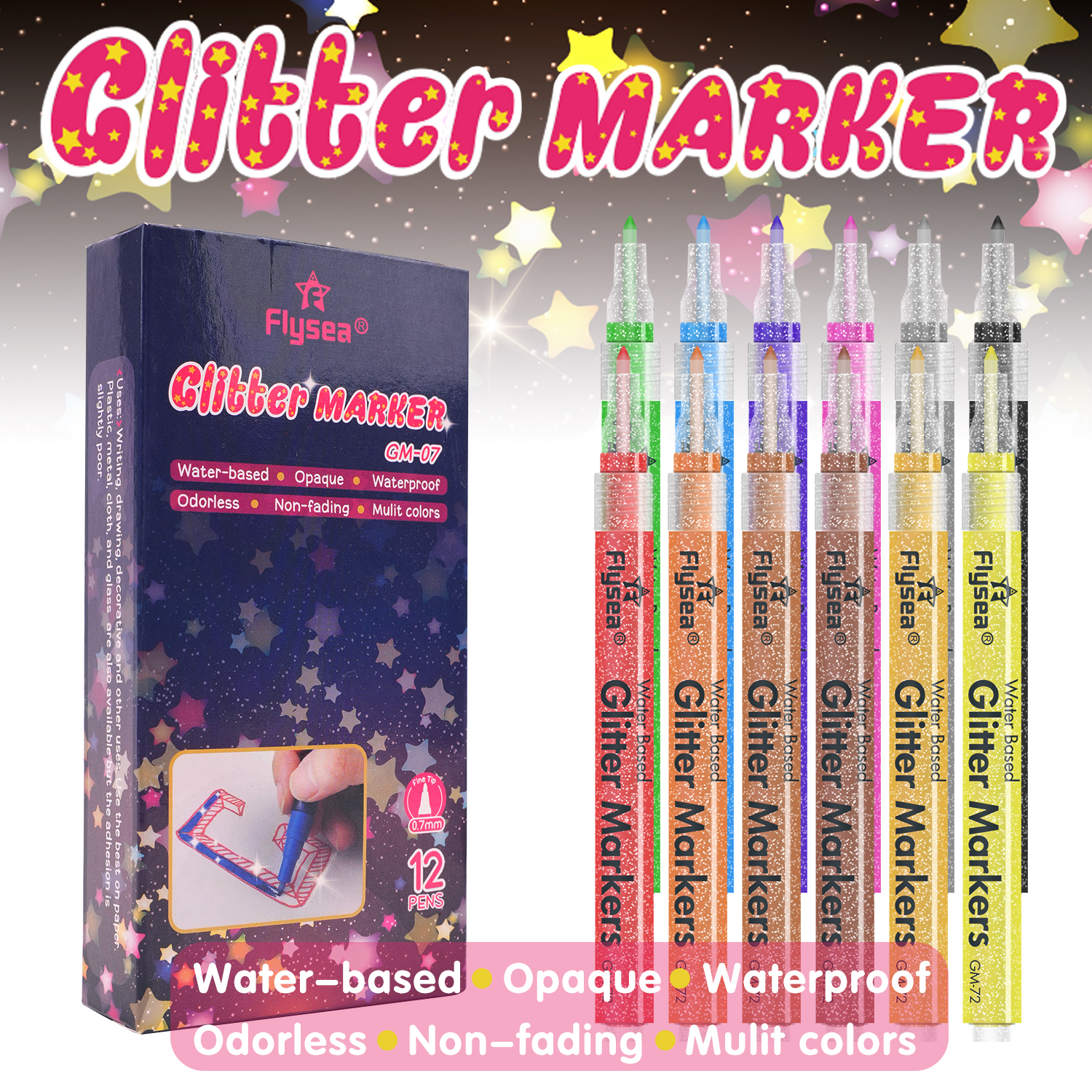 Gel Ink Pen Set - 12 PCS Glitter Gel Pen Set