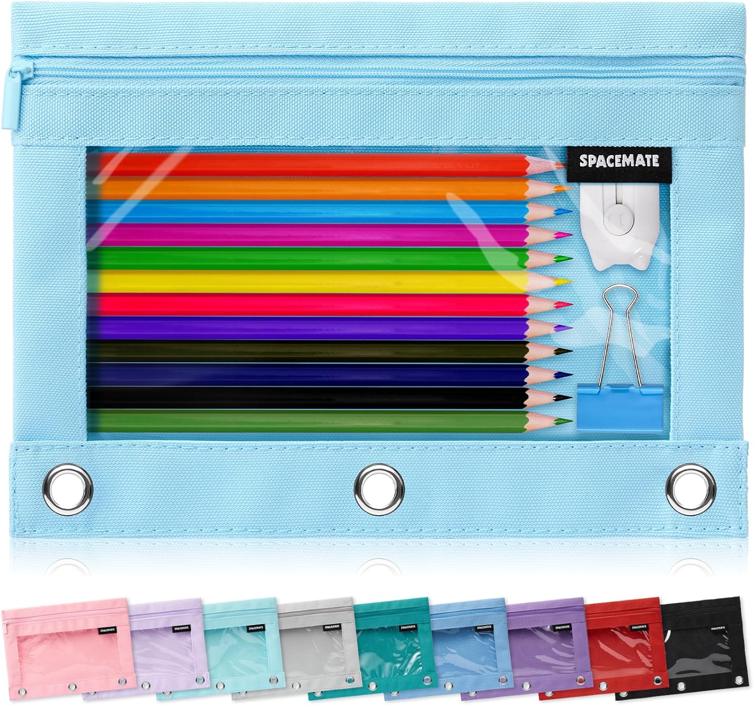 Pencil Case Large - Clear Pencil Pouch for 3 Ring