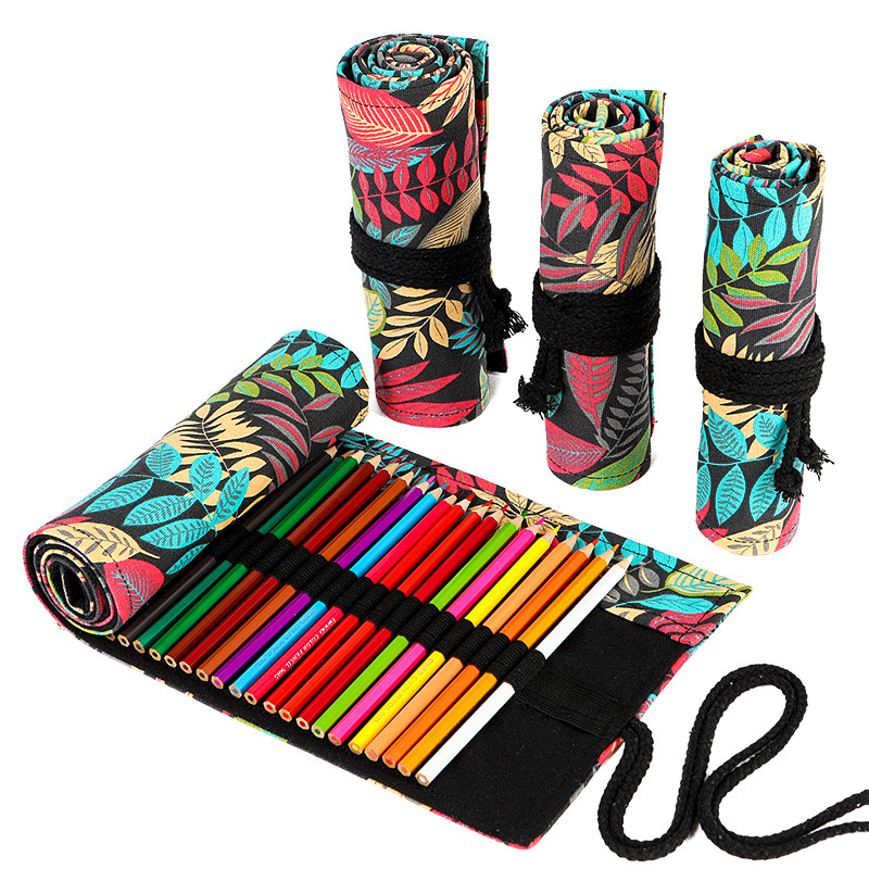 Pen Pouch Roll - 12/24/36/48/72 Hole Colorful Cloth Pencil Case