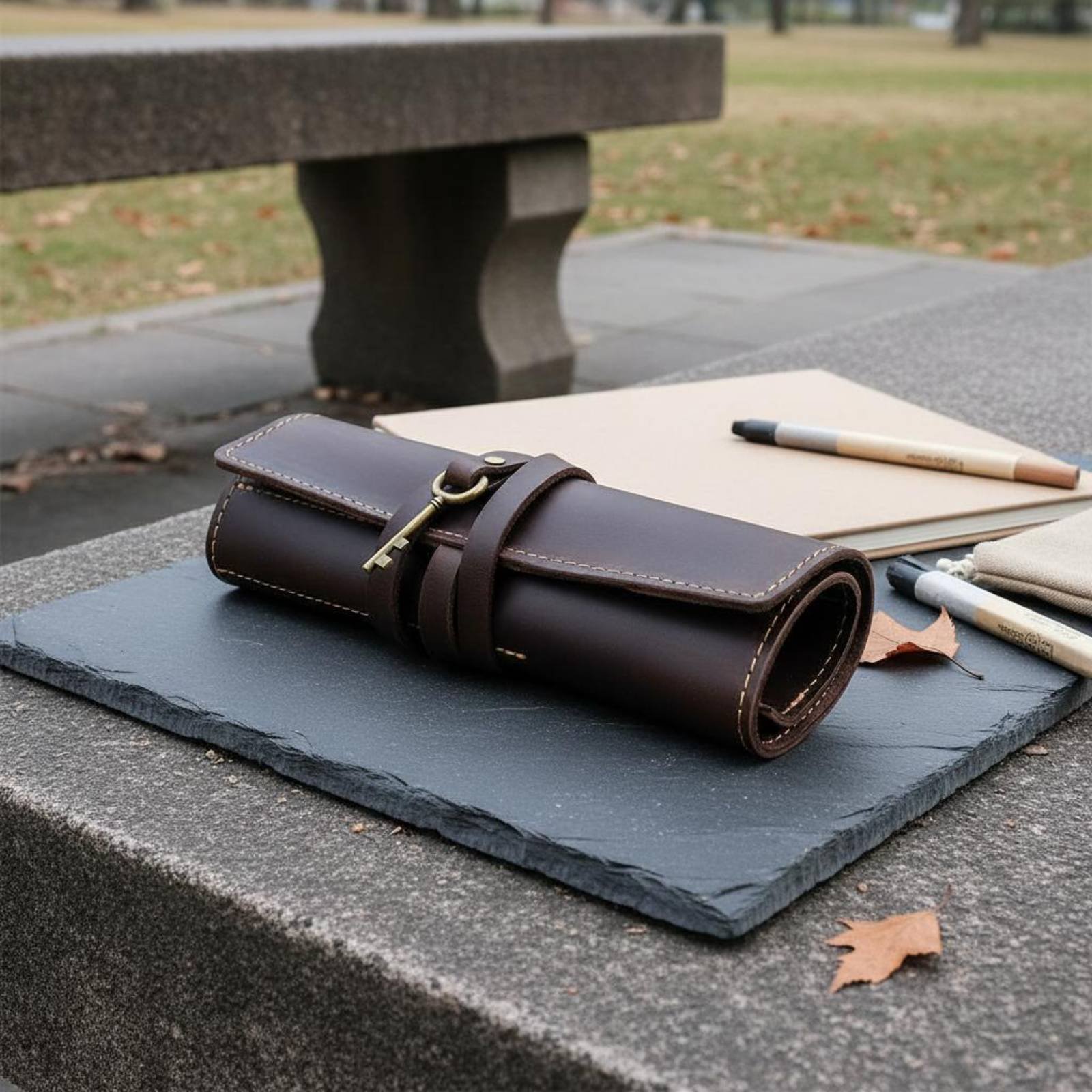 Leather Foldable Writing Utens - Pen Pouch Roll avaliação e preço