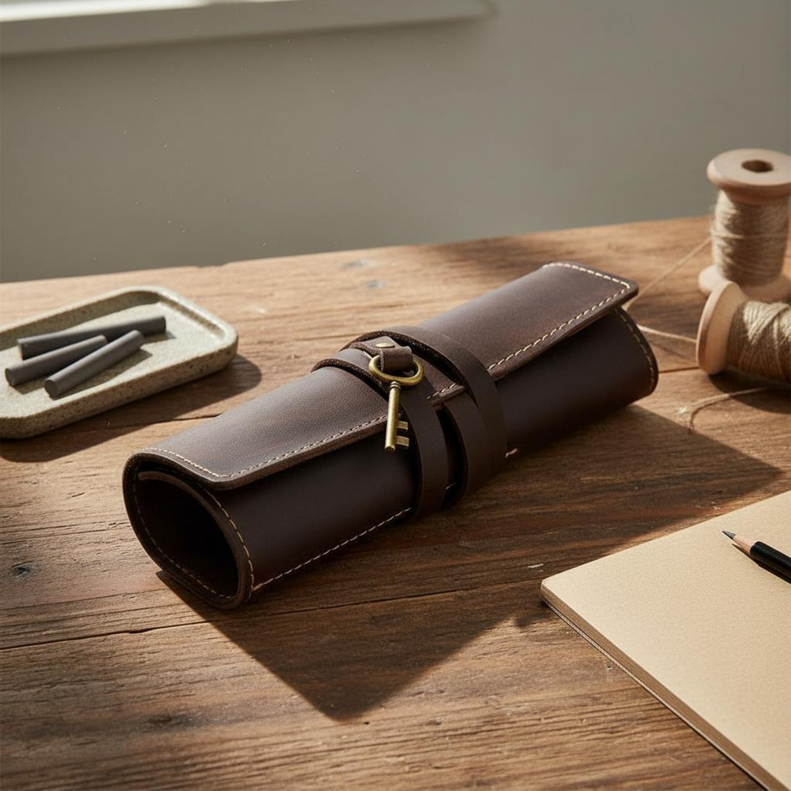 Leather Foldable Writing Utens - Pen Pouch Roll avaliação e preço