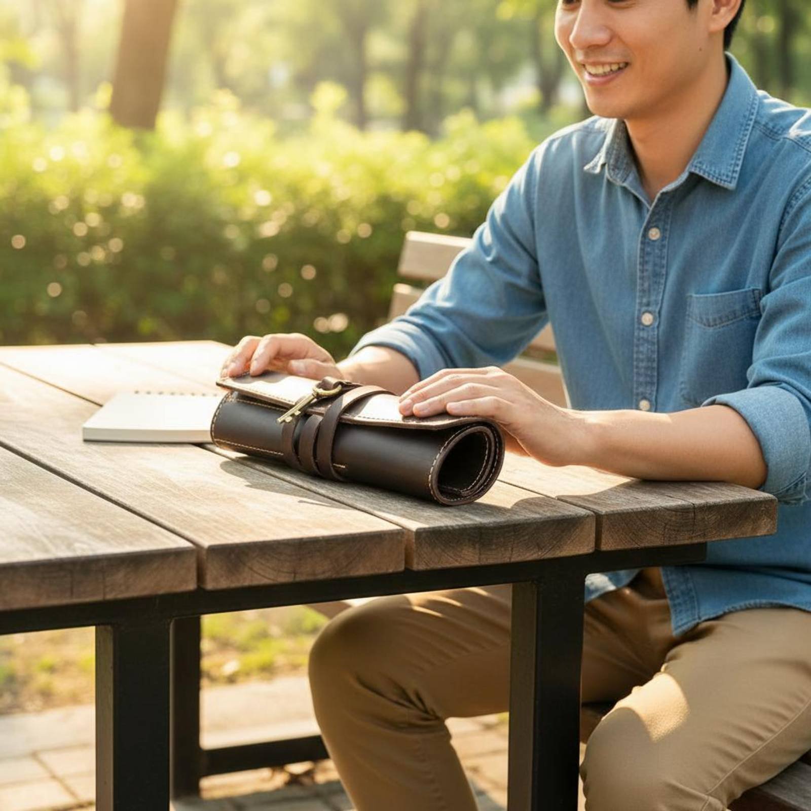 Leather Foldable Writing Utens - Pen Pouch Roll avaliação e preço