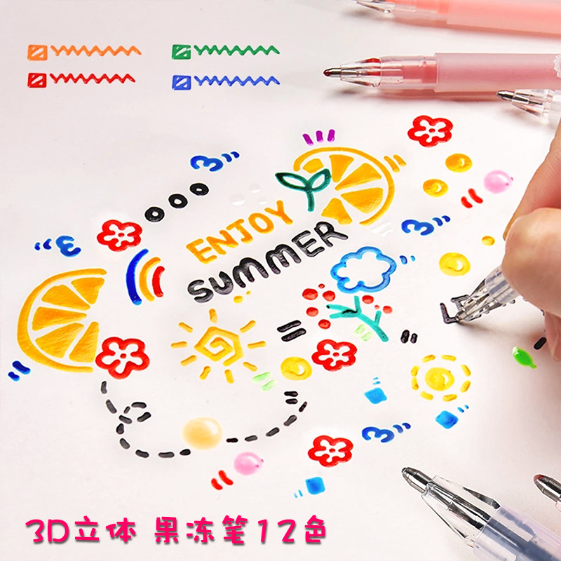 3D Three-dimensional Jelly Pen - Gel Ink Pen Set avaliação e preço