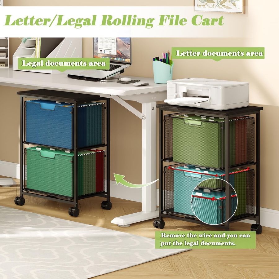 Legal Rolling File Cart with 2 - File Folder Hanging avaliação e preço