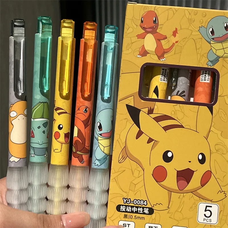 5pcs Pikachu Gel Pen Set Pokem - Gel Ink Pen Set avaliação e preço