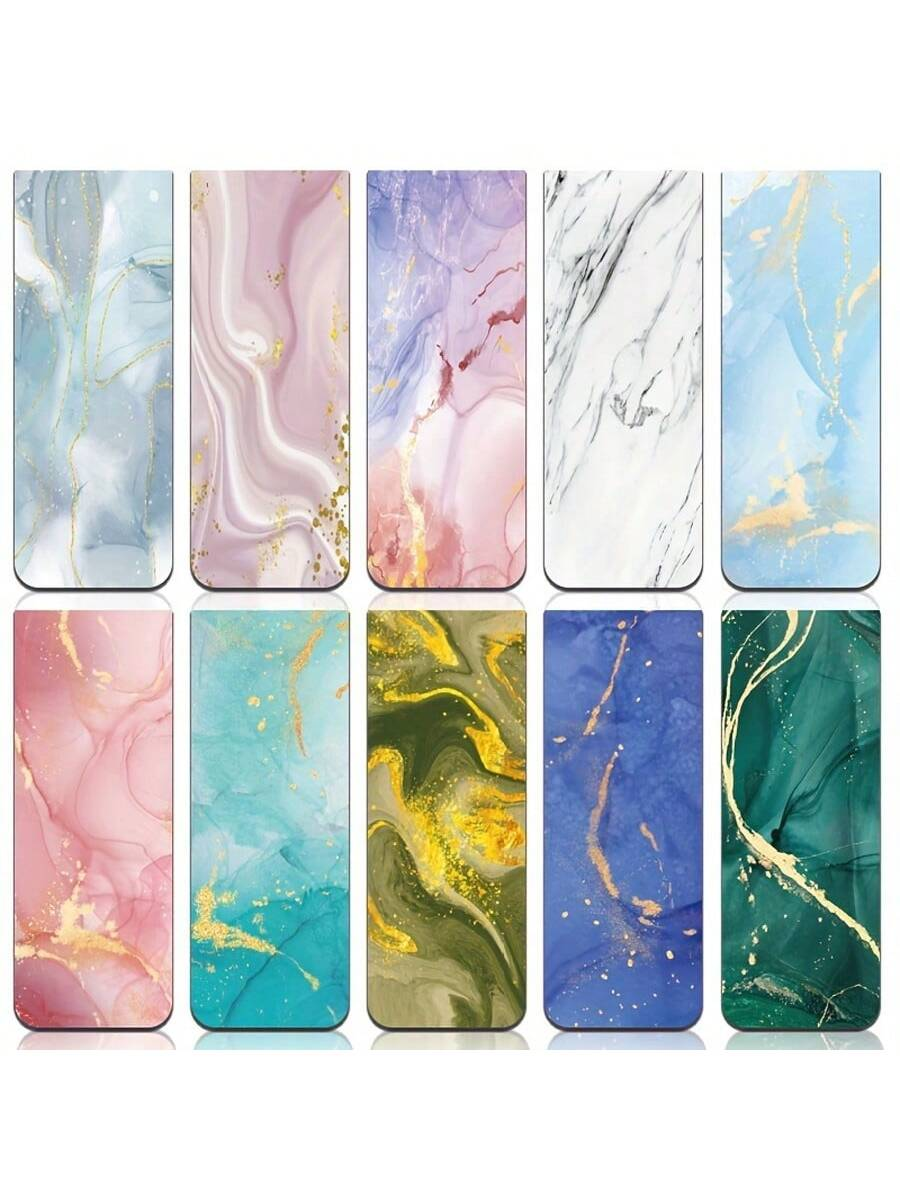 10pcs Assorted Marble Design M - Bookmark Magnetic Clip avaliação e preço