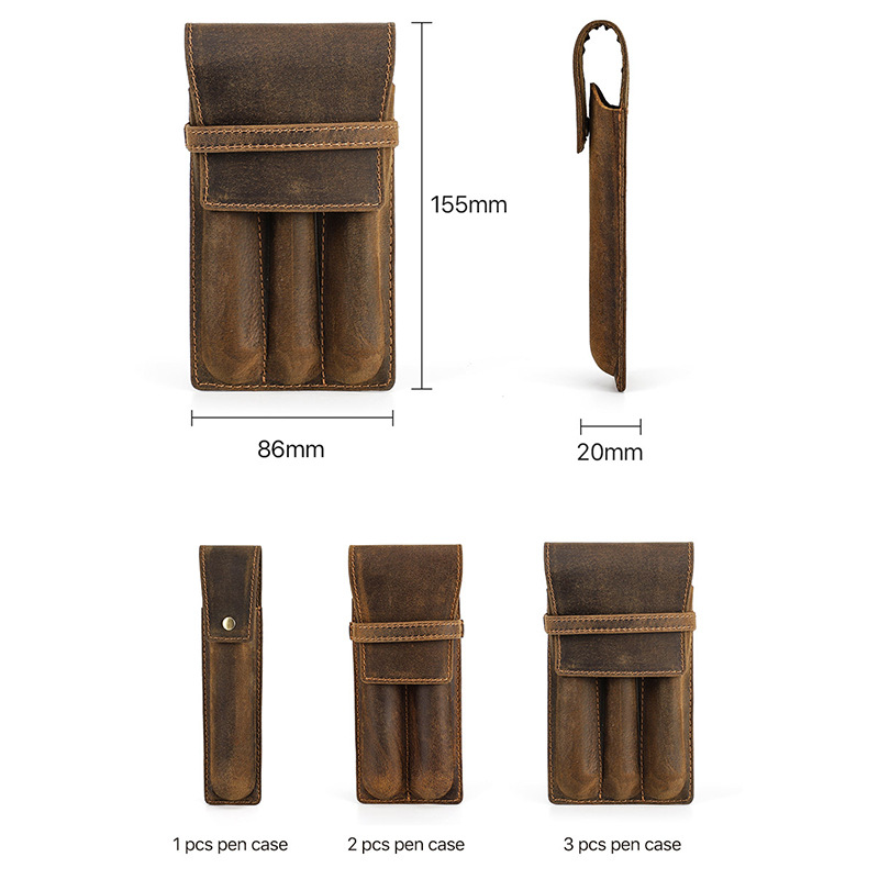 hand-made leather cowhide penc - Pen Pouch Roll avaliação e preço