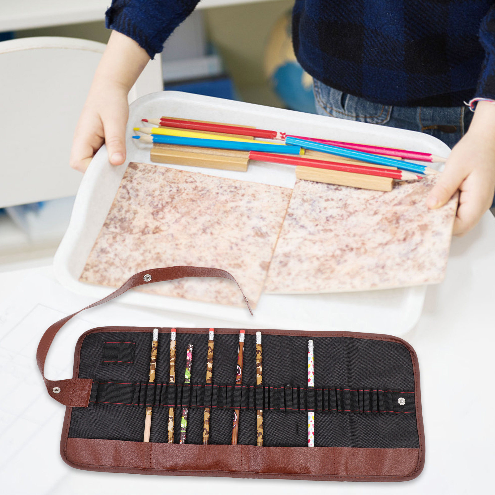 2Pcs Canvas Pencil Wrap Portab - Pen Pouch Roll avaliação e preço