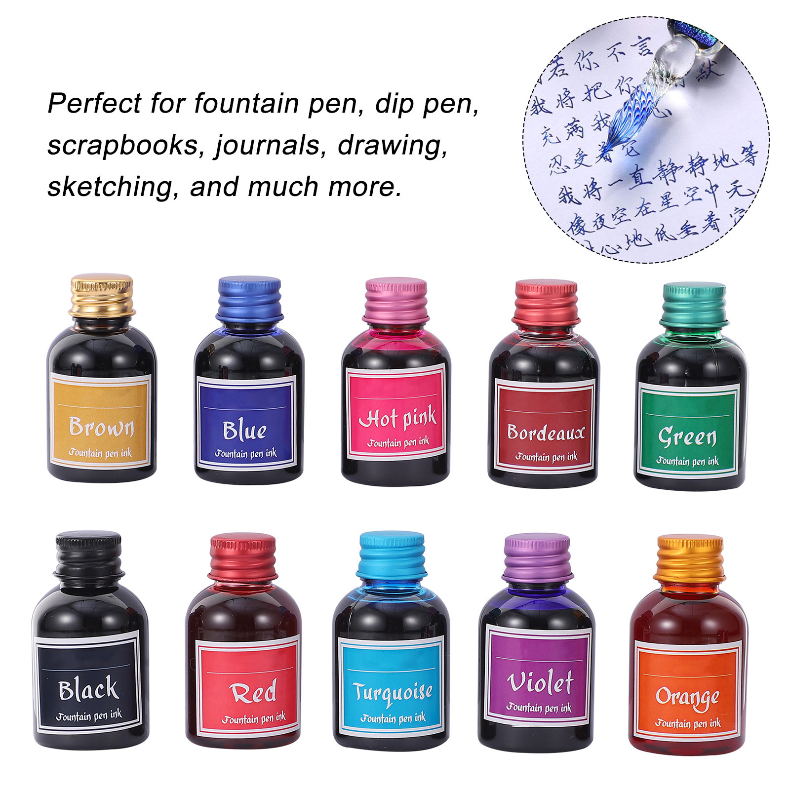 10 Bottles Fast-Drying Calligr - Calligraphy Ink Bottle avaliação e preço