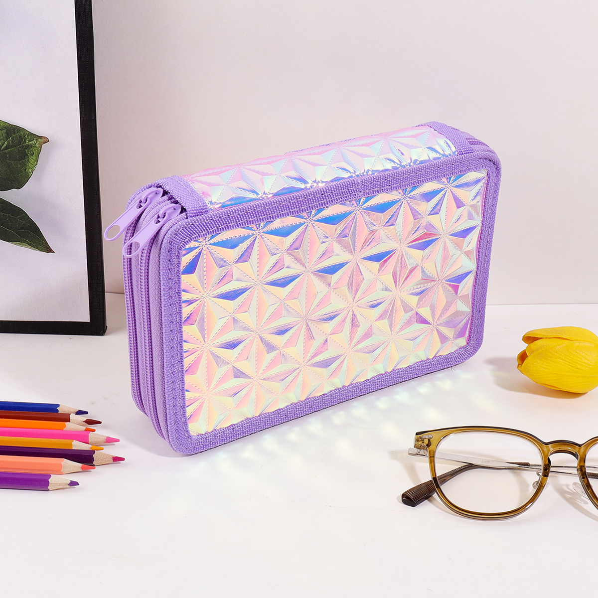 Y2K Purple Holographic Pencil  - Pencil Case Large avaliação e preço