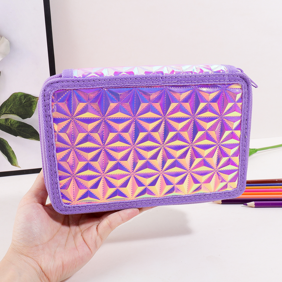 Y2K Purple Holographic Pencil  - Pencil Case Large avaliação e preço