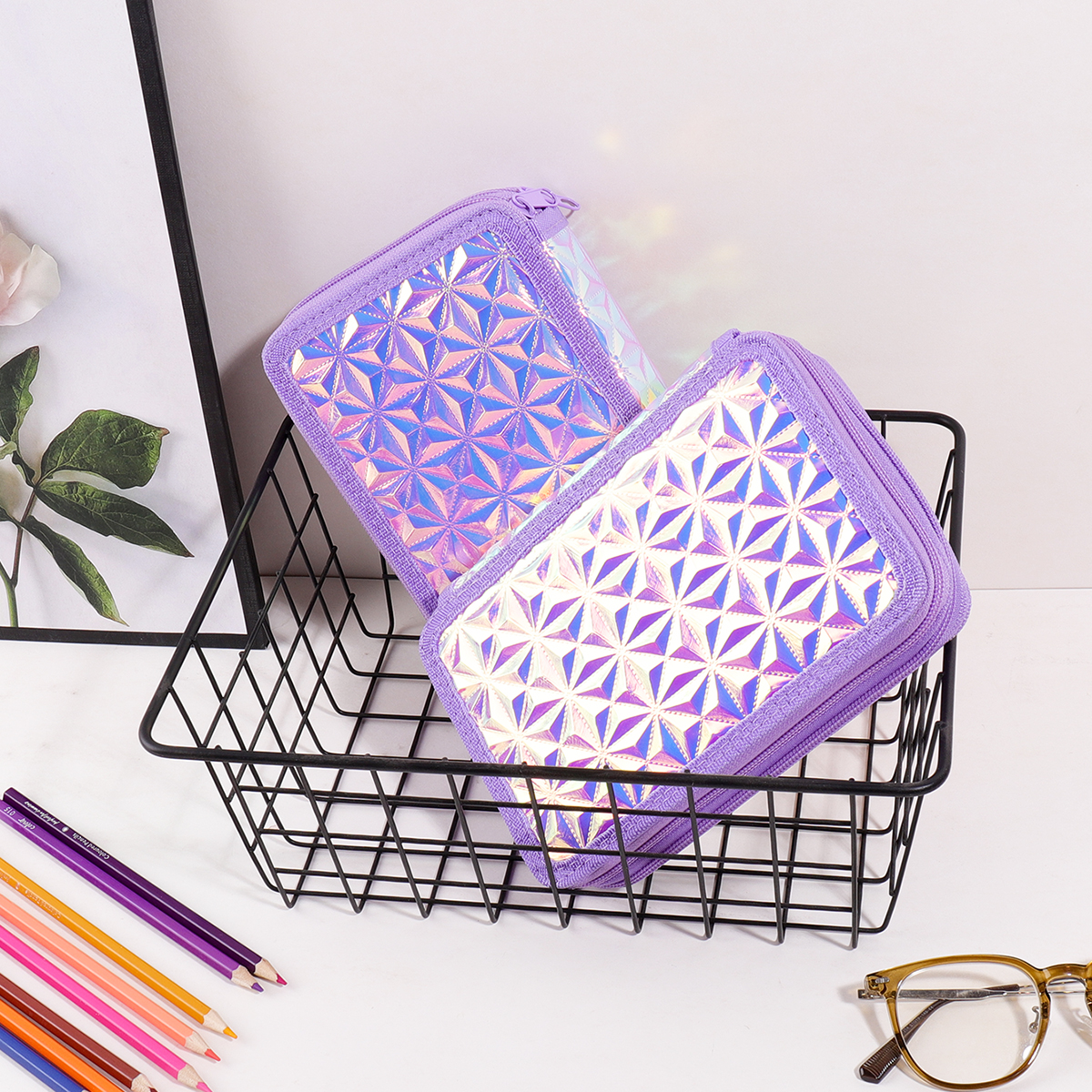 Y2K Purple Holographic Pencil  - Pencil Case Large avaliação e preço