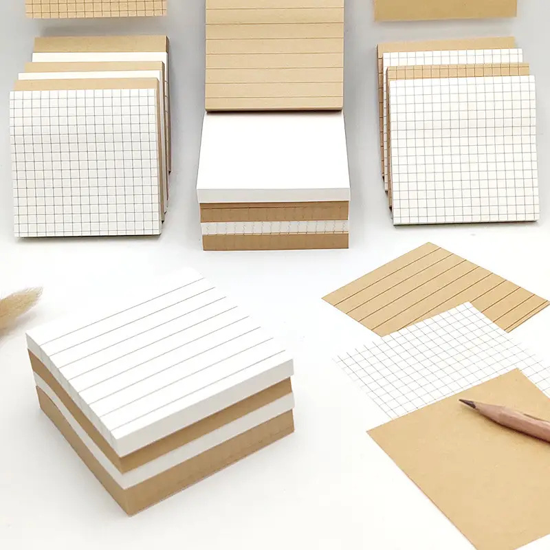3 Packs Kraft Paper Sticky Not - Graph Paper Pad avaliação e preço