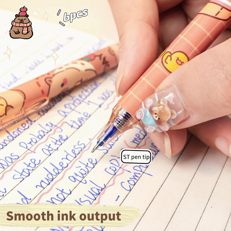 6Pcs Lovely Black and Blue Gel - Gel Ink Pen Set avaliação e preço