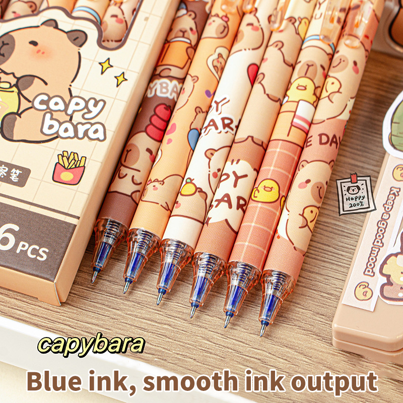 6Pcs Lovely Black and Blue Gel - Gel Ink Pen Set avaliação e preço