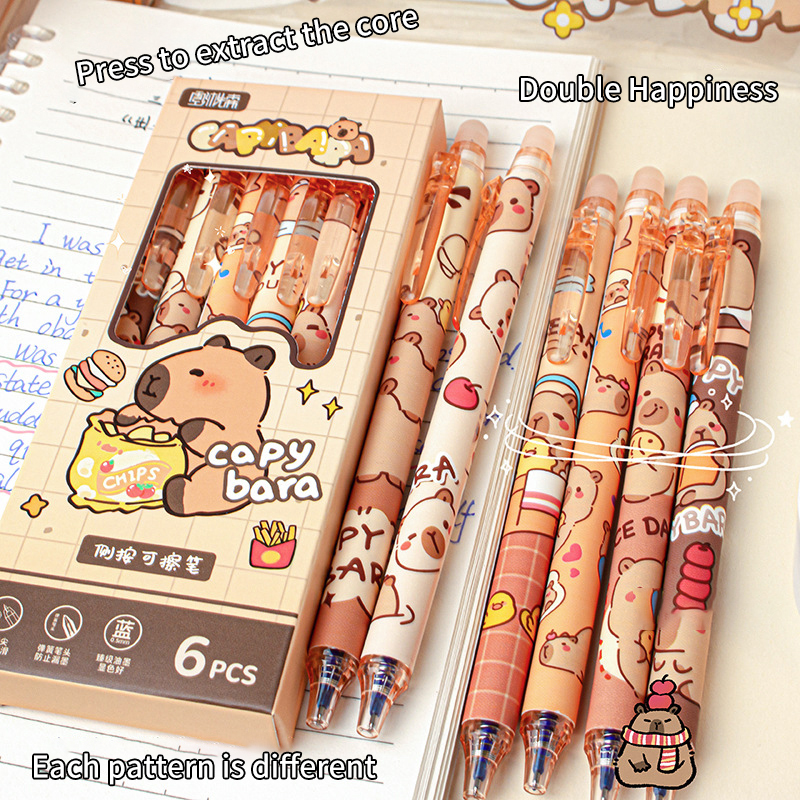 6Pcs Lovely Black and Blue Gel - Gel Ink Pen Set avaliação e preço