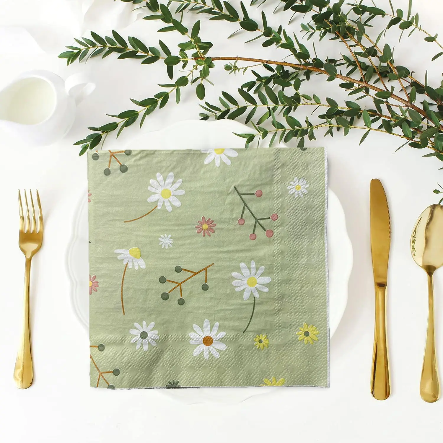 Chamomile Printed Napkin Green - Graph Paper Pad avaliação e preço