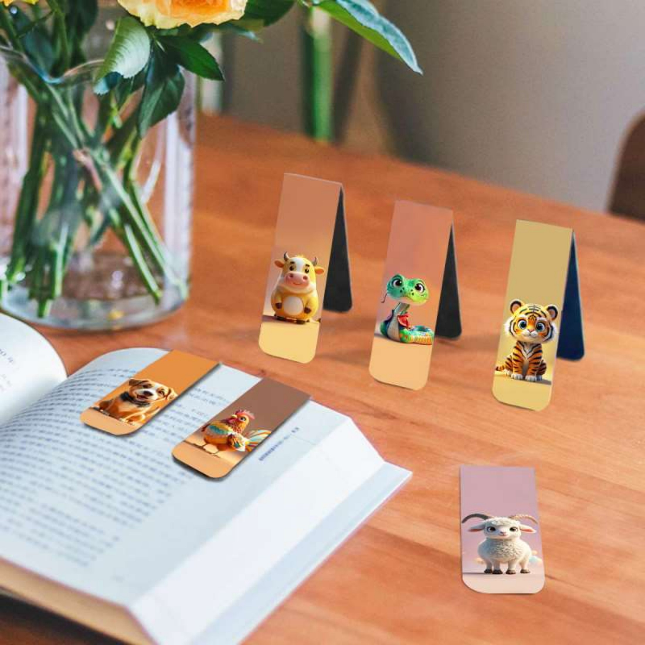 12pcs Adorable Twelve Animal M - Bookmark Magnetic Clip avaliação e preço