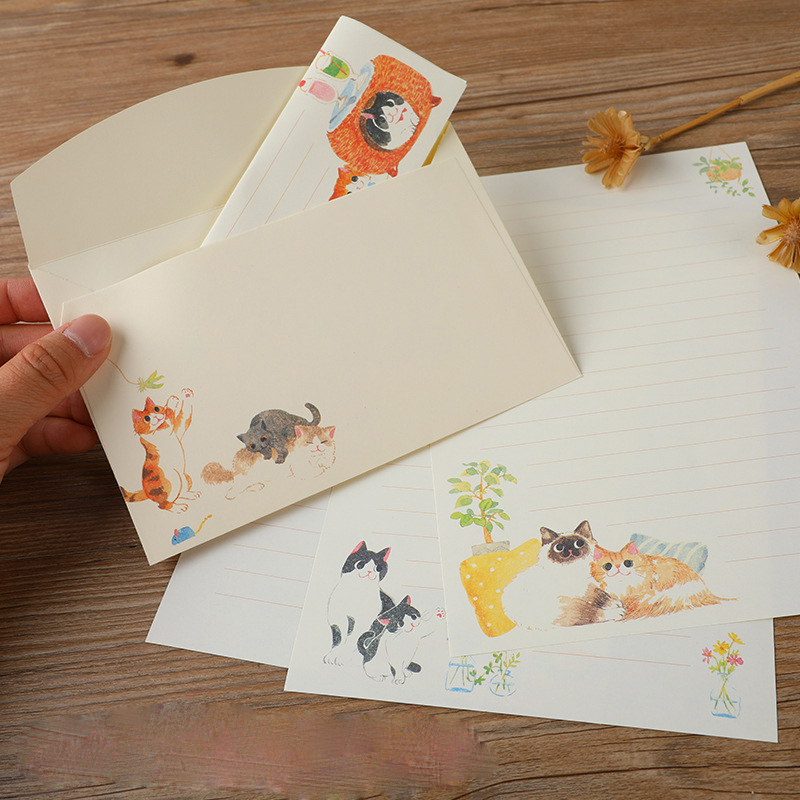 10Pcs Cartoon Cat Envelopes St - Letter Envelope Kraft avaliação e preço