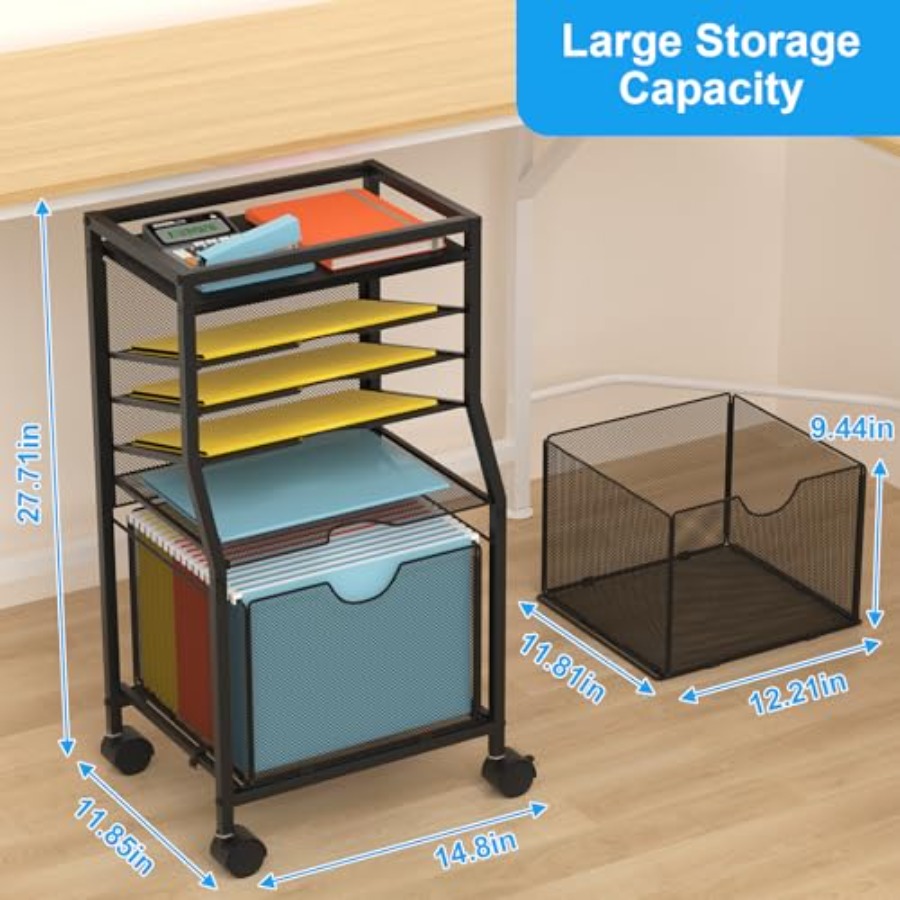 Rolling File Cart 6-Tier Desk  - File Folder Hanging avaliação e preço
