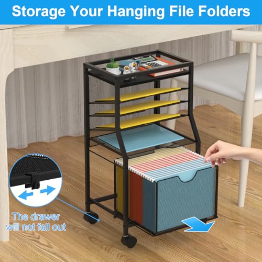Rolling File Cart 6-Tier Desk  - File Folder Hanging avaliação e preço