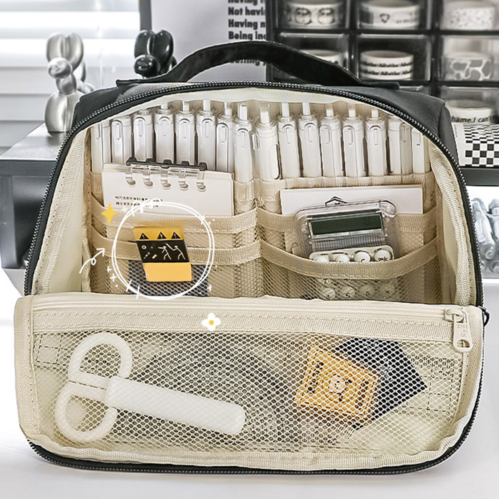 Large Capacity Pencil Case Bla - Pen Pouch Roll avaliação e preço